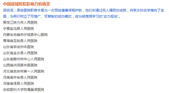 学科共建 榜样领航：我院荣获“中国县域医院学科能力建设奖”