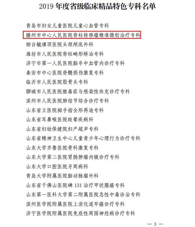 喜讯！滕州市中心人民医院肿瘤科获评“山东省临床精品特色专科”